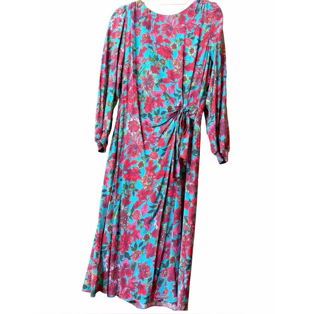 Talbots Petite Romantic Floral Side-Tie Midi Dress | 12P 🌸 - Picture 5 of 16